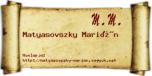Matyasovszky Marián névjegykártya